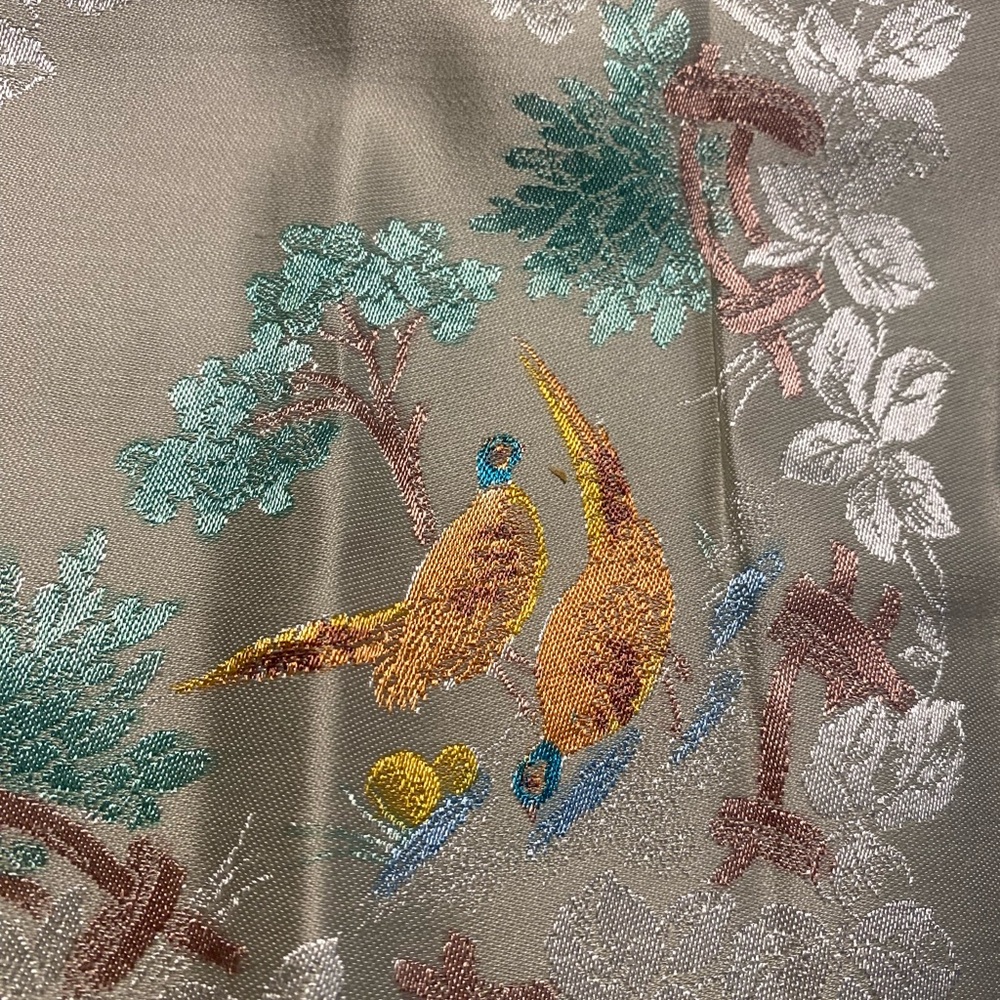 Vintage Embroidered Damask Silk Blend Table linen Set Pheasant/Gun Dogs